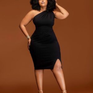 Off-Shoulder Pleat Dress